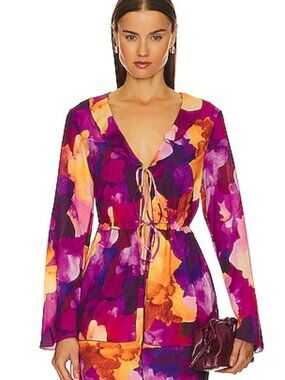 Plush Watercolor Ruffle Blouse